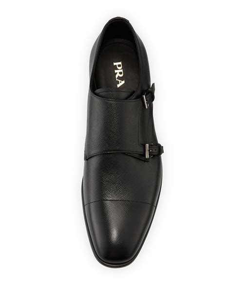 prada saffiano leather double-monk shoe black|Prada Men's Designer Shoes, Boots & Sneakers .